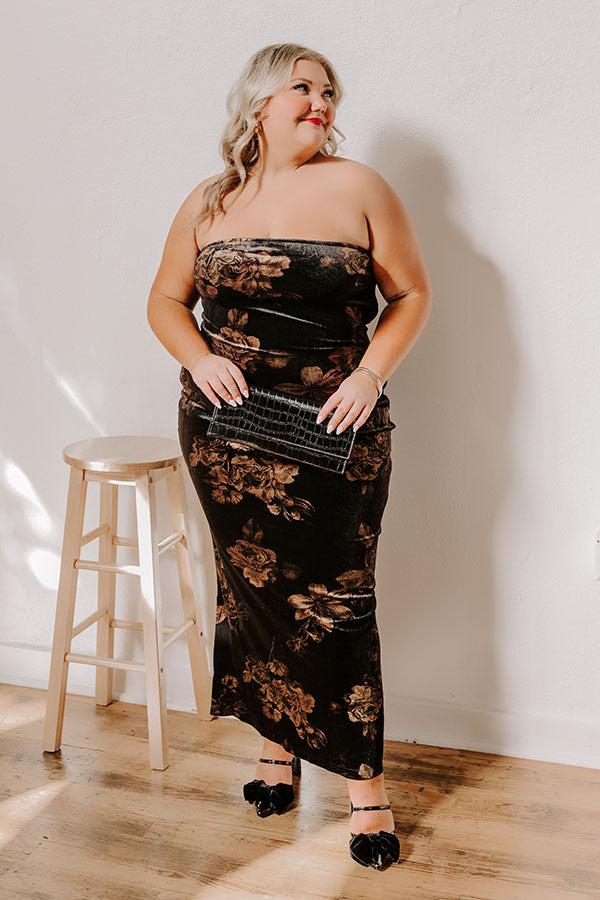 Charmed Moments Velvet Floral Maxi Dress Curves Product Image