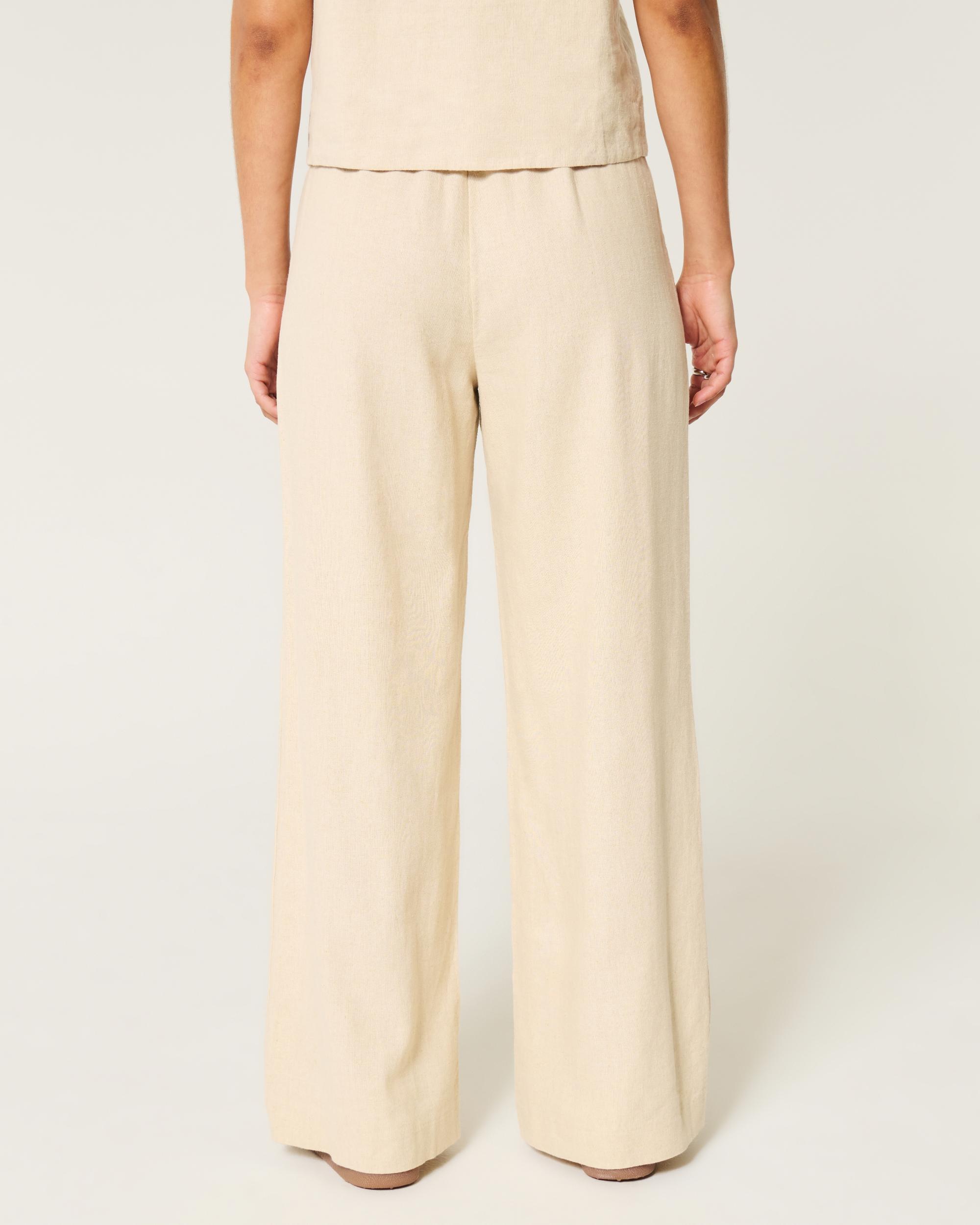 Hollister Livvy Ultra High-Rise Linen-Blend Wide-Leg Pants Product Image