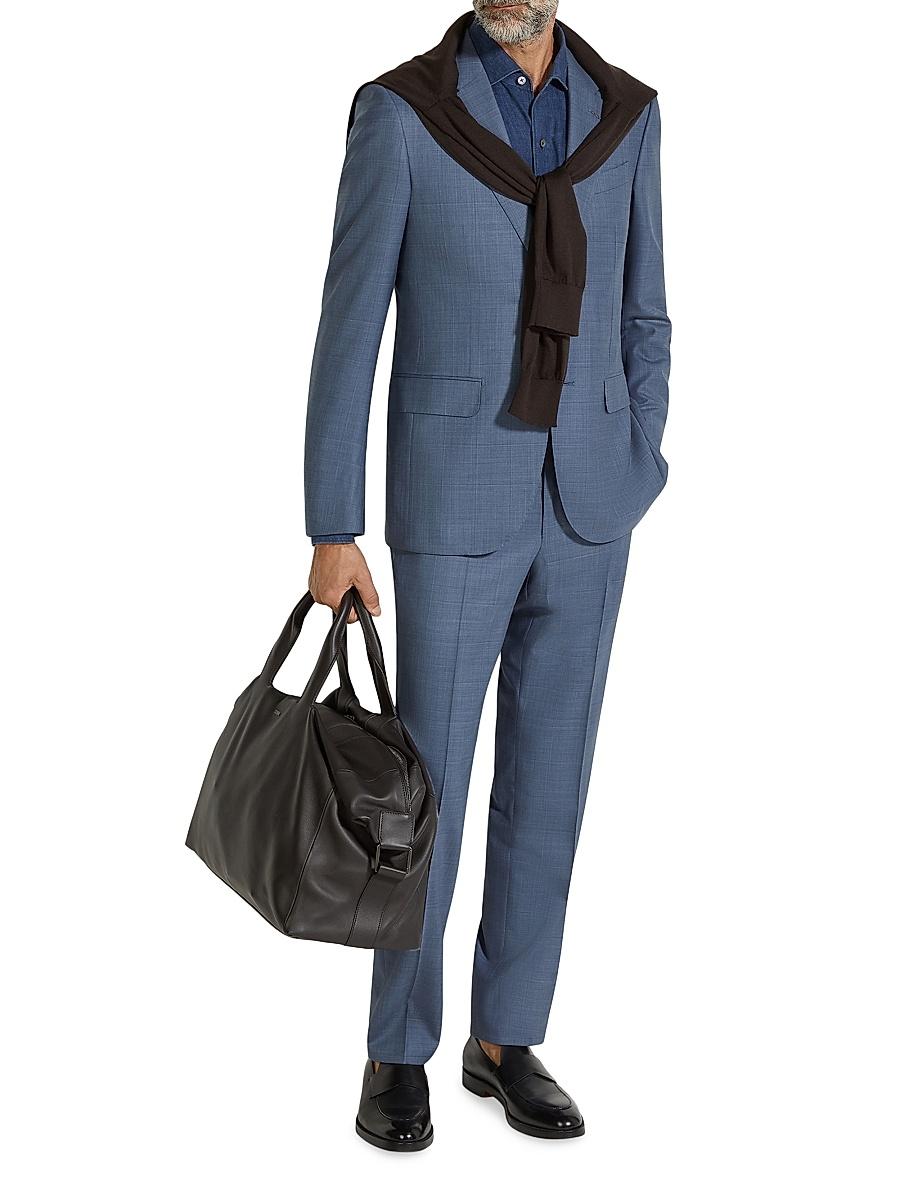 Mens Over-Checked Two-Piece Wool Suit Product Image