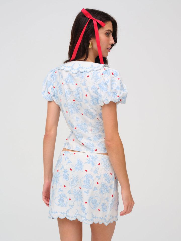 Livia Linen Mini Skirt — White Product Image