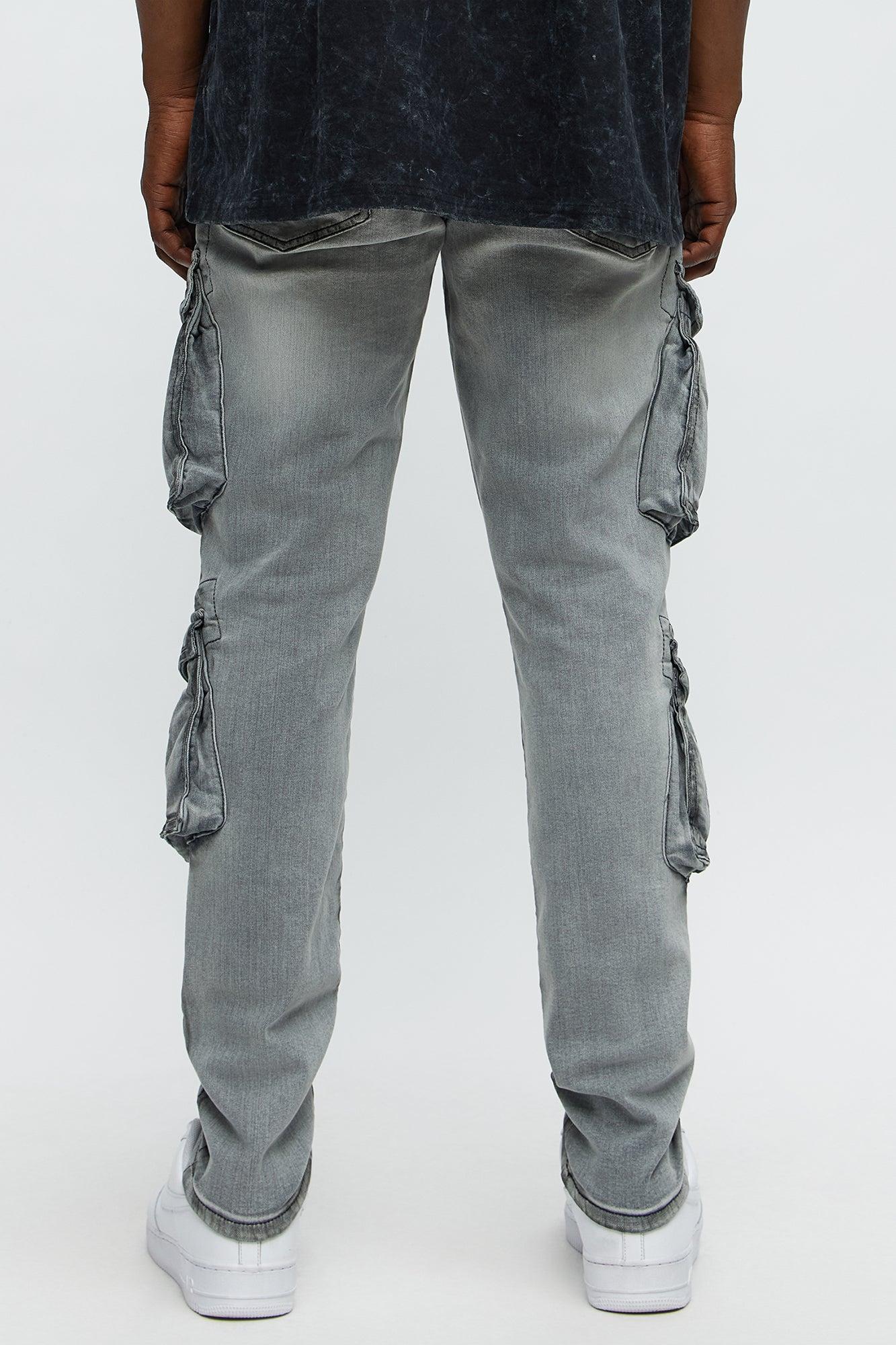 To Ashes Skinny Cargo Jeans - Grey Product Image