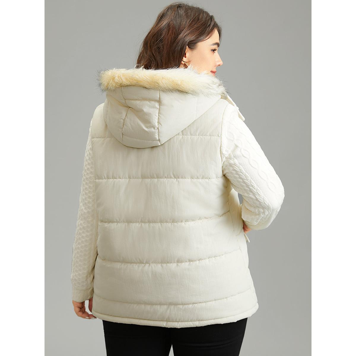 Plus Size Women Dailywear Plain Lined No stretch 10/M Pocket Casual Quilted Jackets BloomChic Product Image