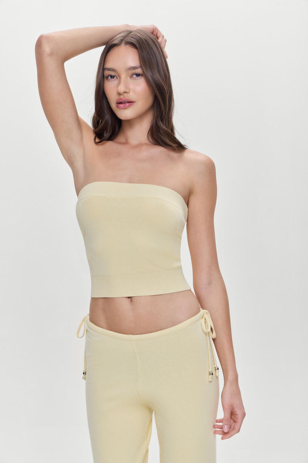 Destiny Knit Strapless Shirt - Buttercup Product Image