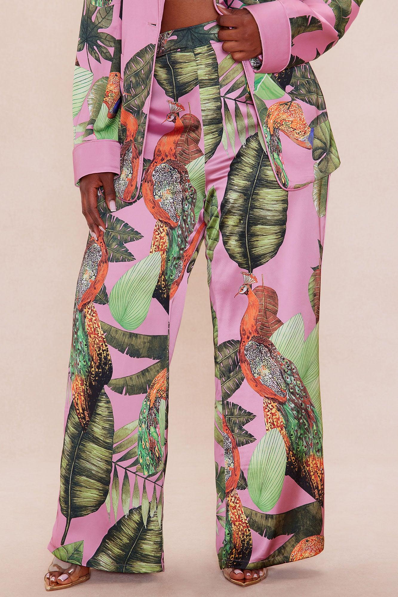 Private Island Satin Suit Set - Pink/combo Female Product Image