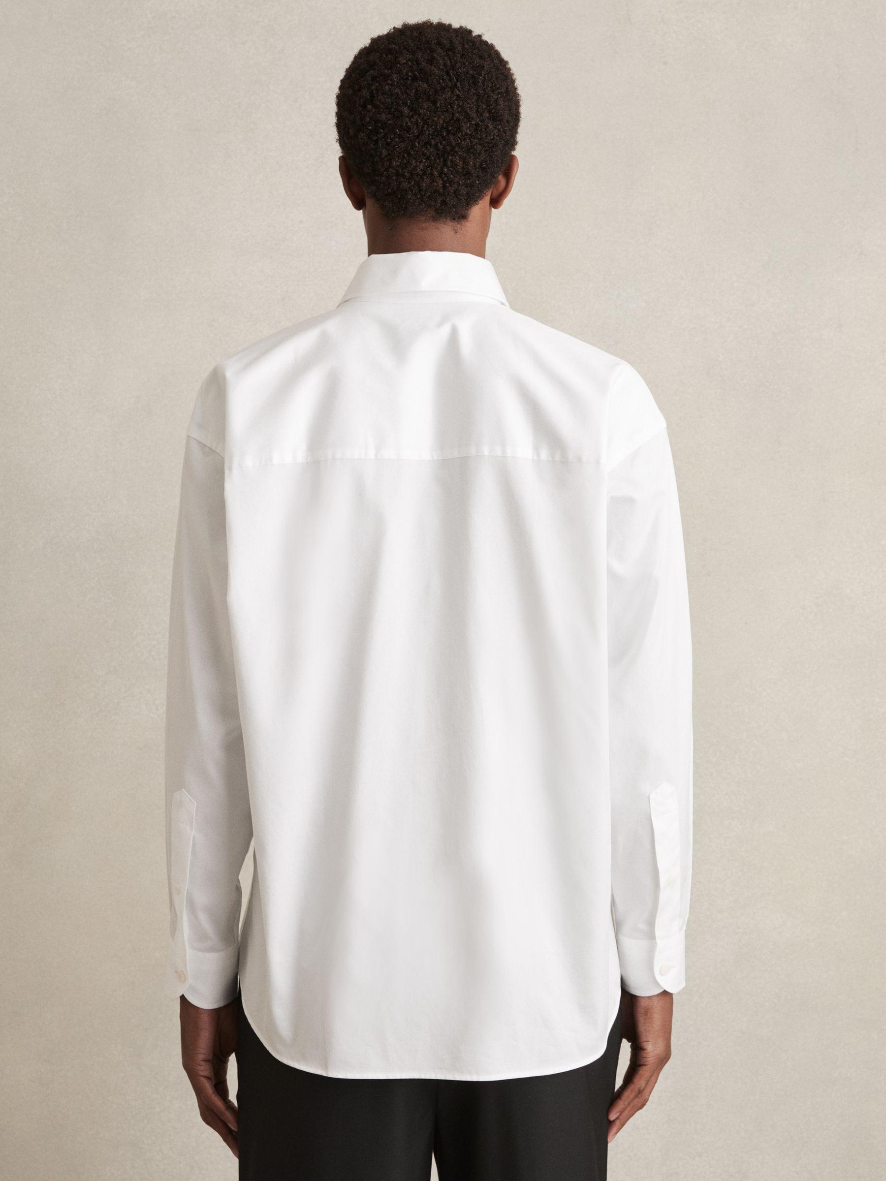 Cotton Oversized Long-Sleeve Shirt in White Product Image