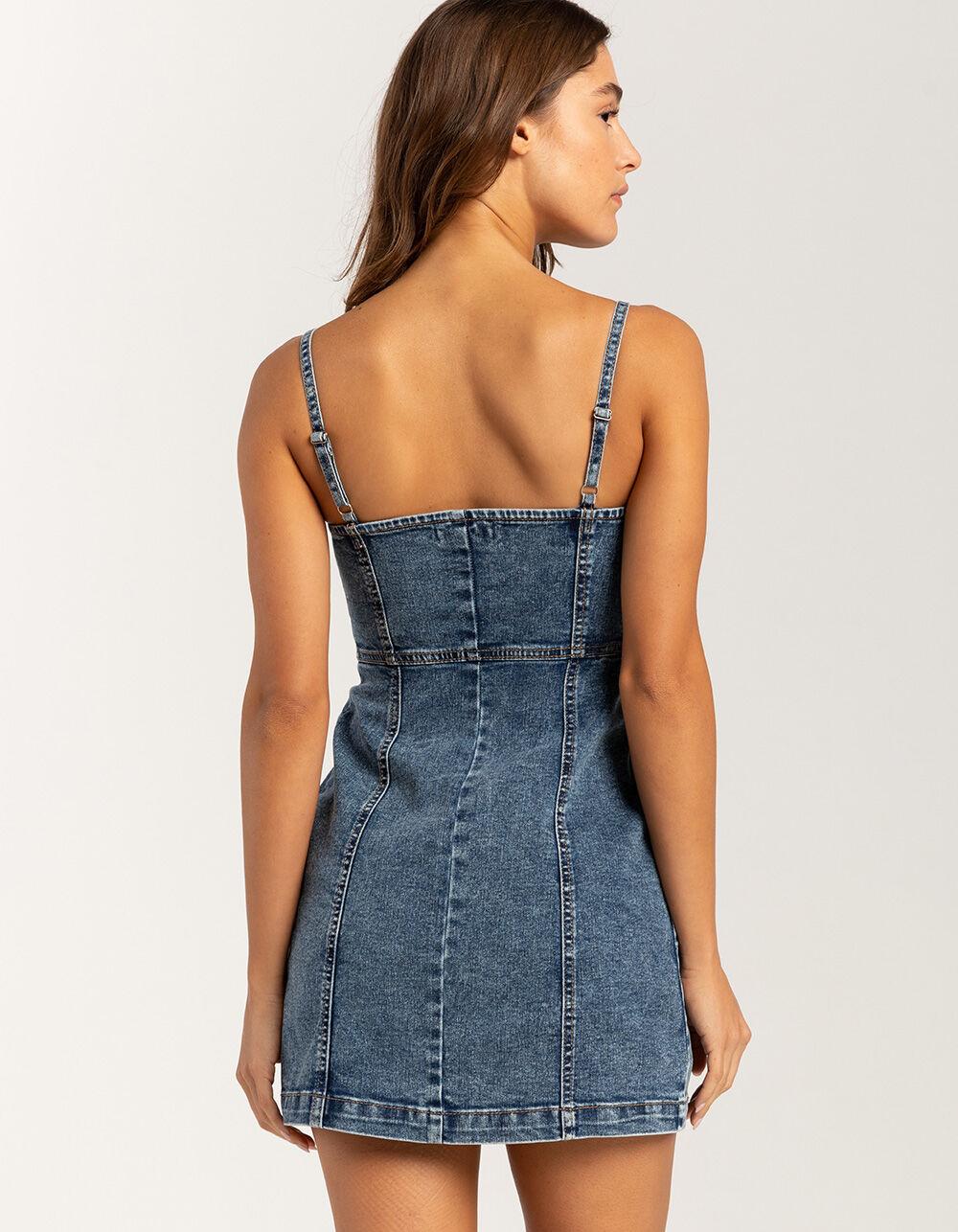 RSQ Womens Button Front Denim Dress - MEDIUM WASH Product Image