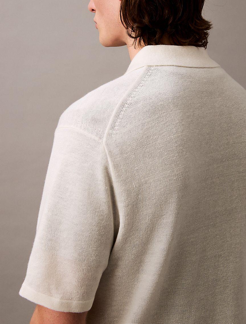 Linen Blend Classic Sweater Polo Shirt Product Image