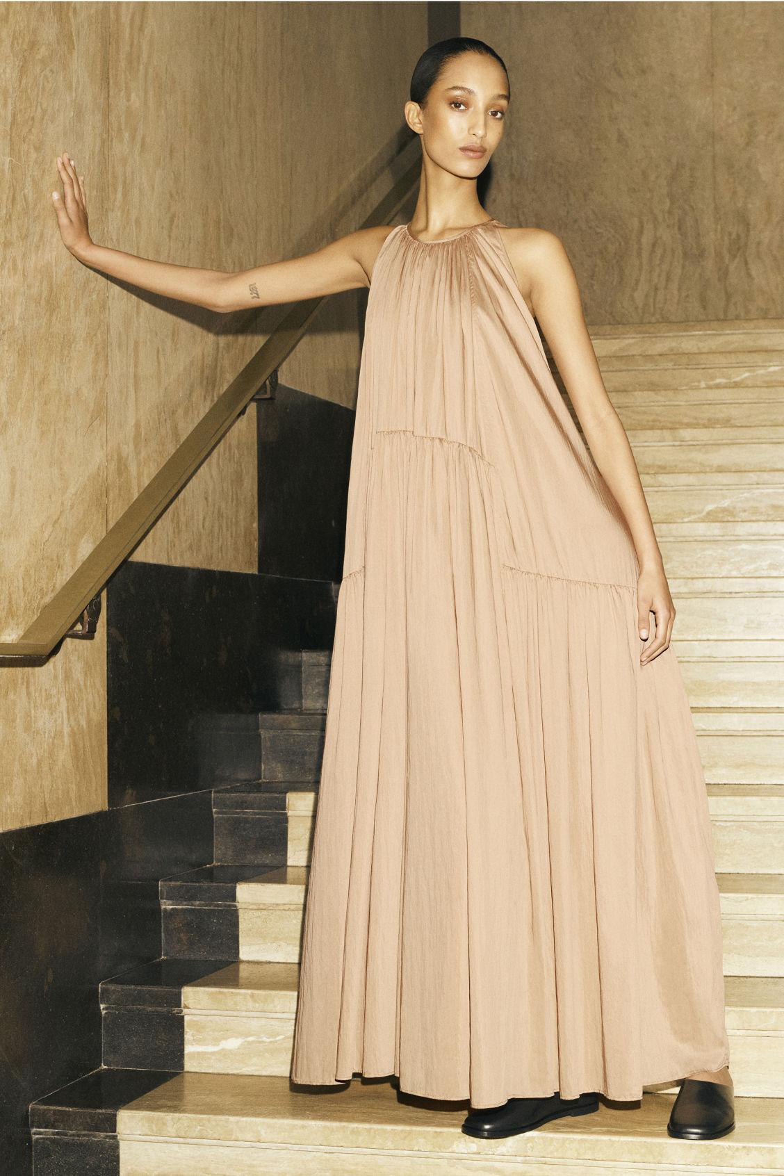GATHERED HALTERNECK MAXI DRESS Product Image
