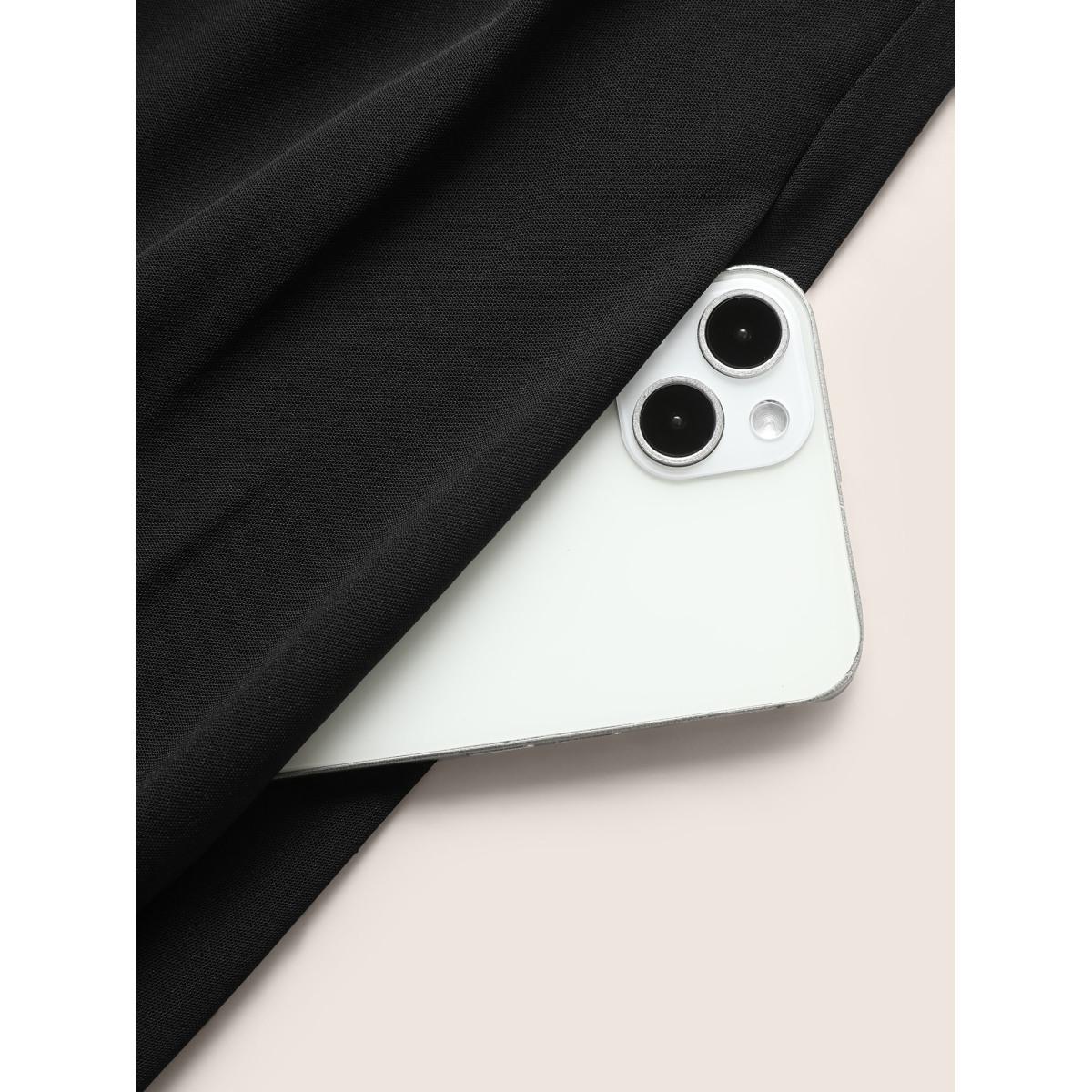 Plus Size Lace Panel Tassel Trim Mesh Tank Dress Black Women Resort Woven ribbon&lace trim Flat collar with V-notch Sleeveless Curvy BloomChic 18-20/2X Product Image