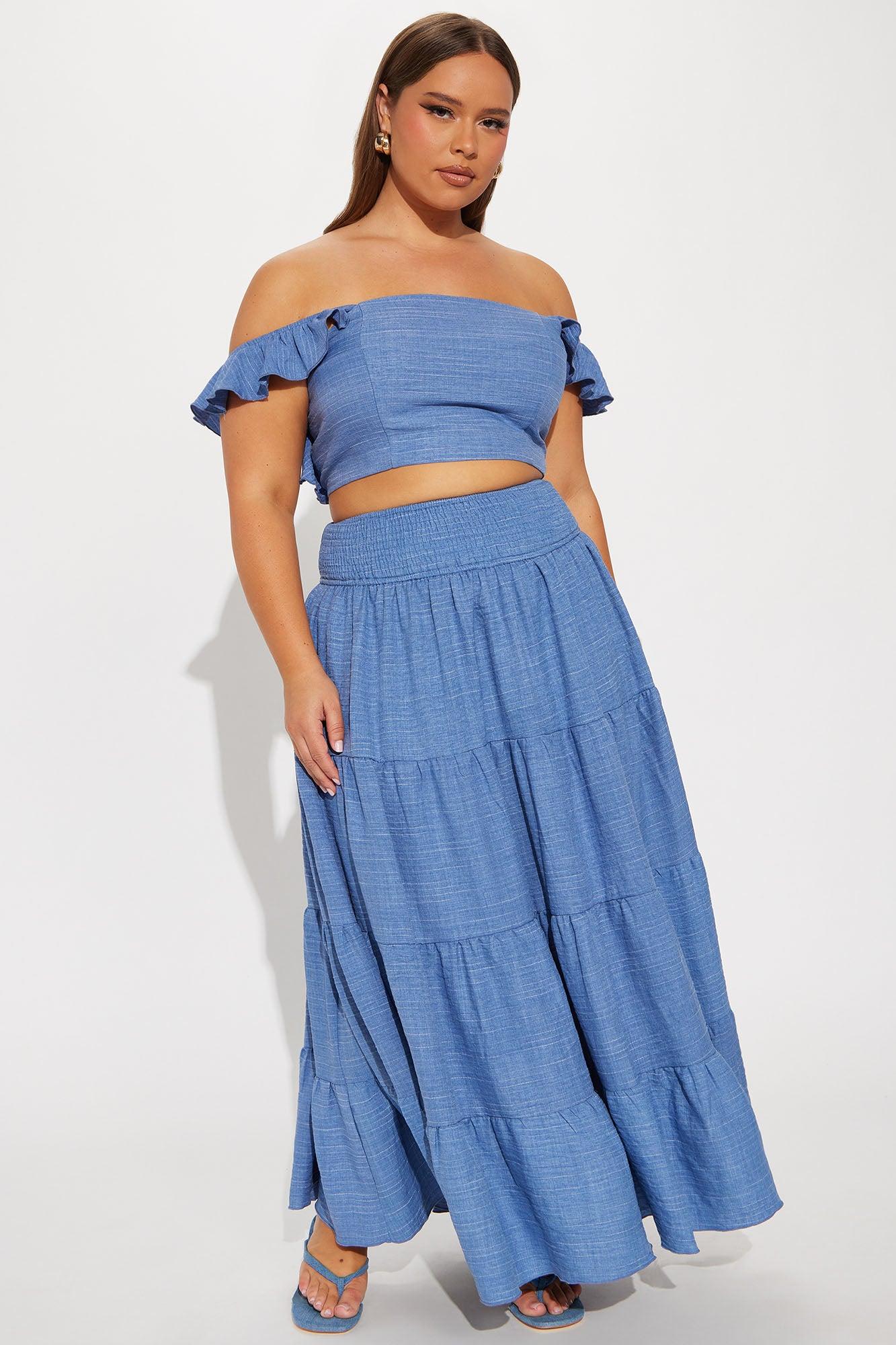 With You Maxi Skirt Set - Blue Product Image