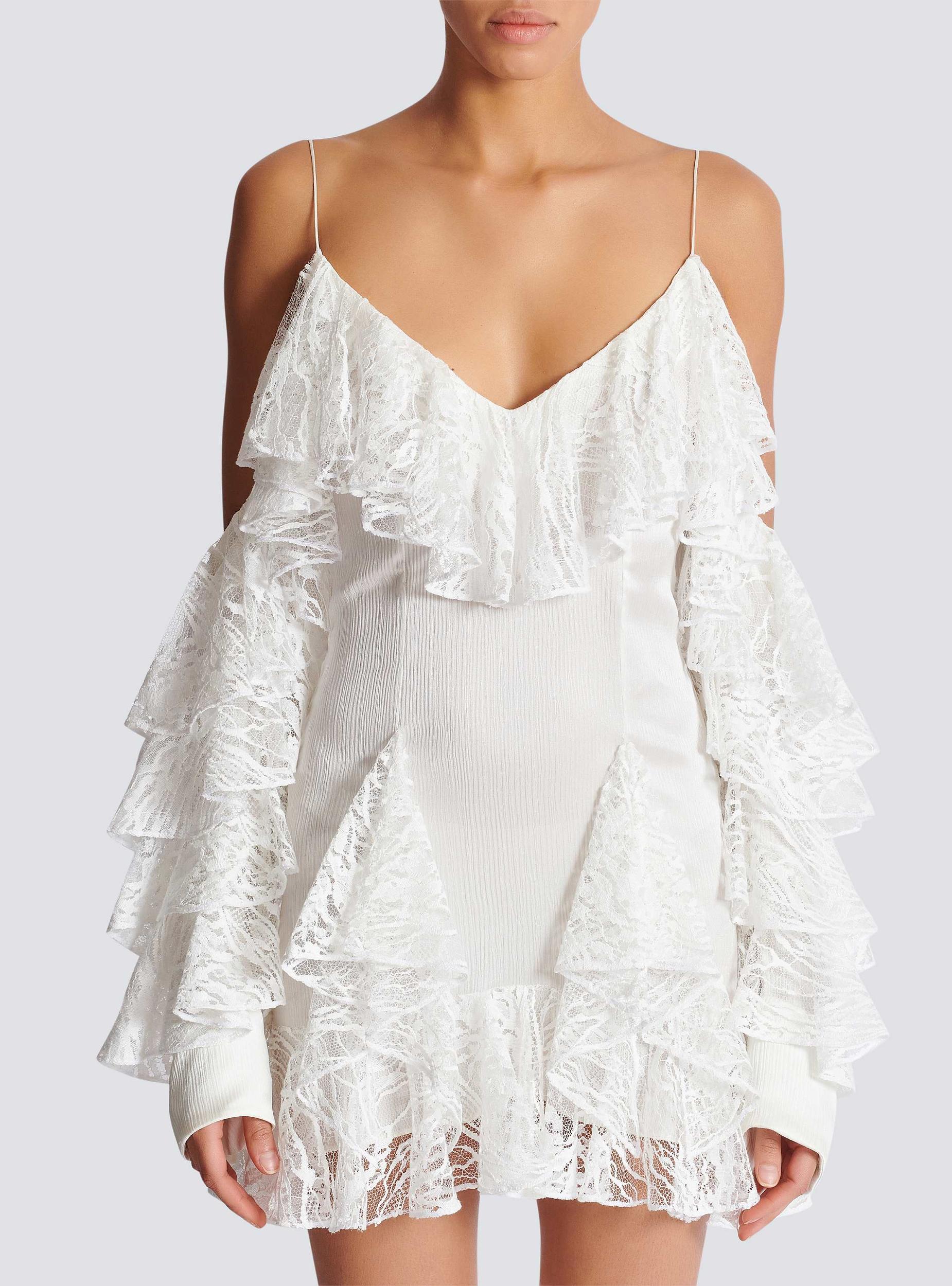 Flowing dress with lace ruffles Product Image