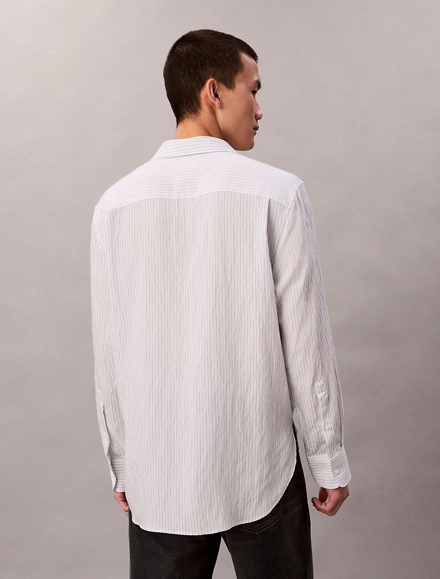 Stripe Viscose Blend Relaxed Button-Down Shirt Product Image
