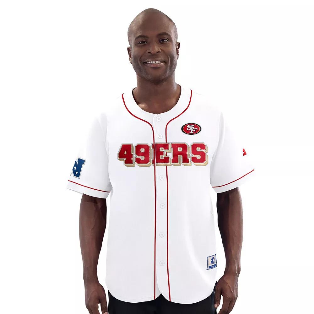Men's Starter  White San Francisco 49ers Relay Full-Button Baseball Jersey, Size: Medium Product Image