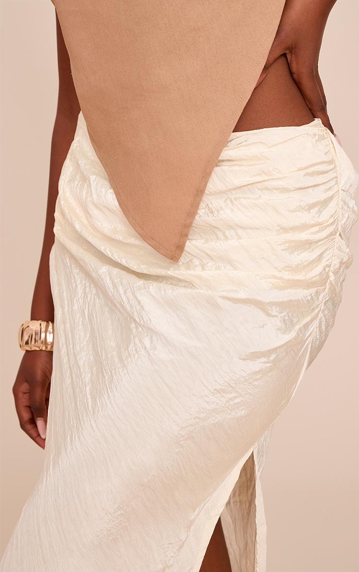 Cream Textured Woven Maxi Skirt Product Image