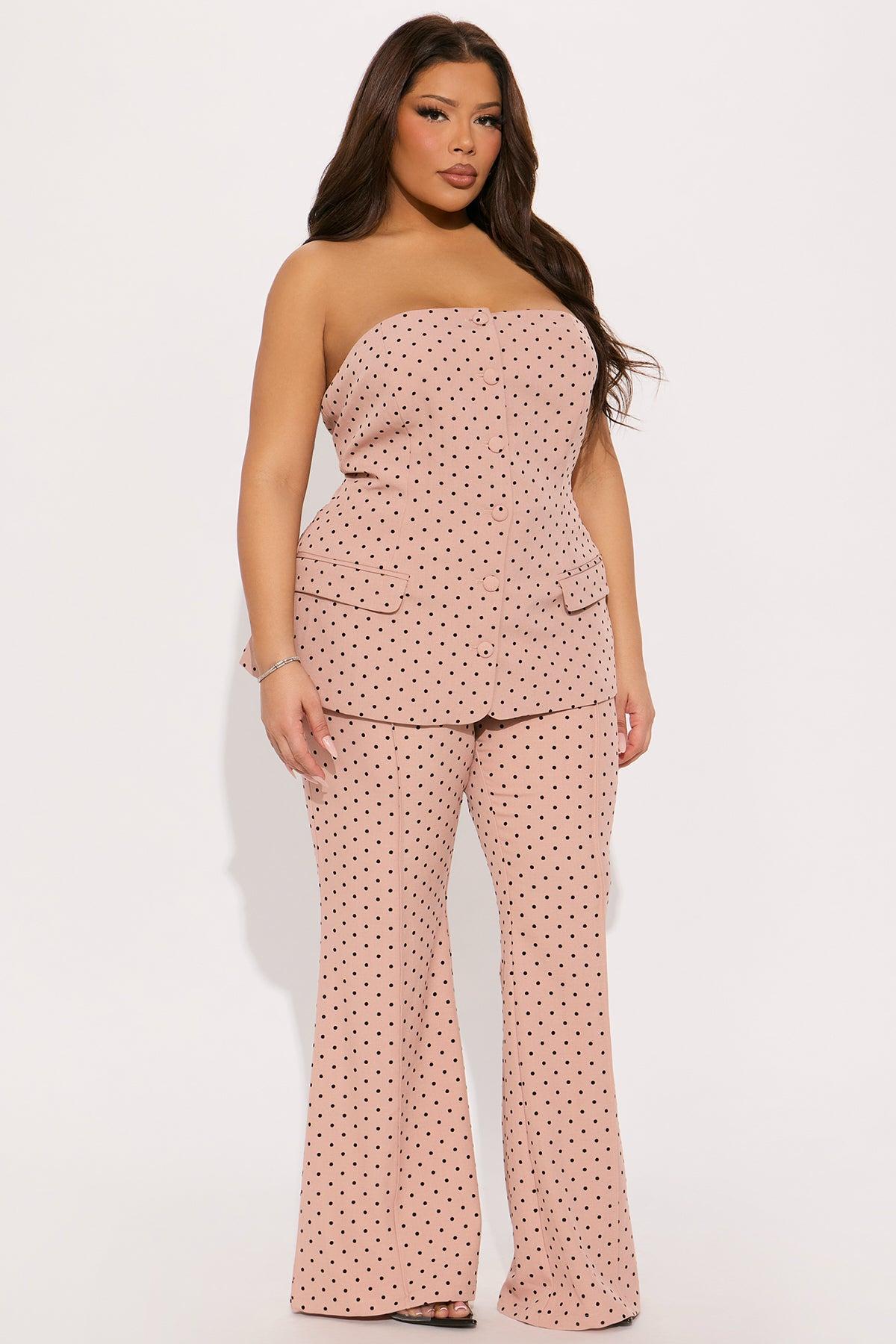 Stacy Polka Dot Flare Pant Set - Pink Product Image