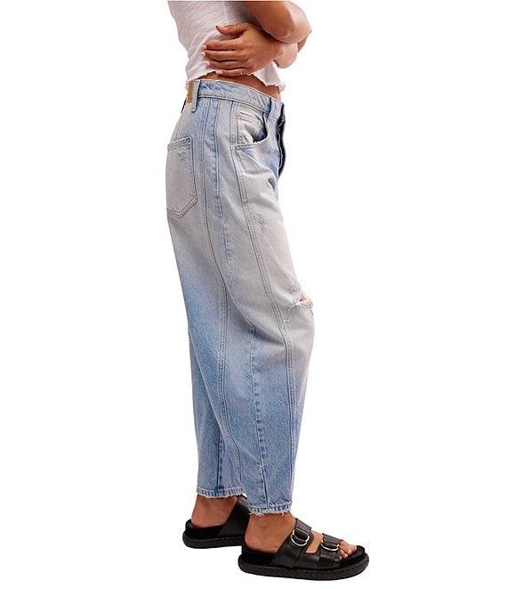 Free People We The Free Good Luck Mid Rise Destruction Wide Leg Barrel Jeans Product Image