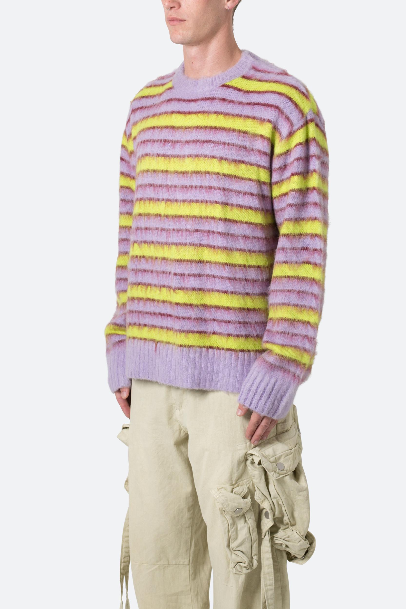 Striped Mohair Sweater - Green/Purple Product Image