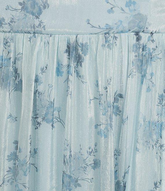 Allison & Kelly Floral Print Sweetheart Neck Puff Sleeve Corset Ruffle Hem Midi Dress Product Image