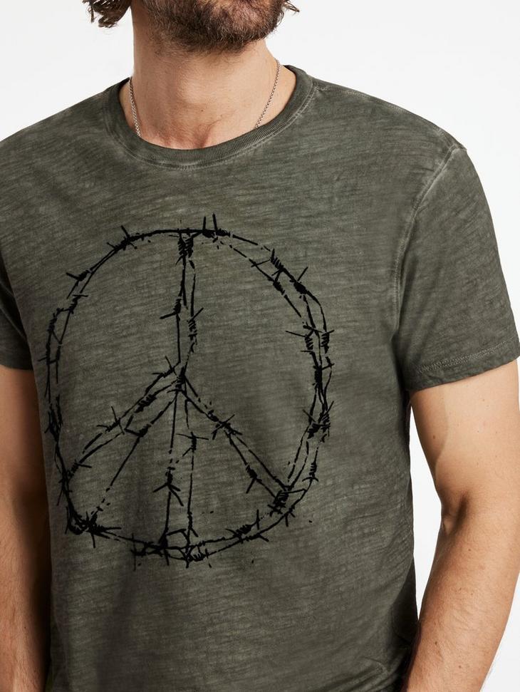 John Varvatos Barbwire Dark Moss Peace Tee Product Image