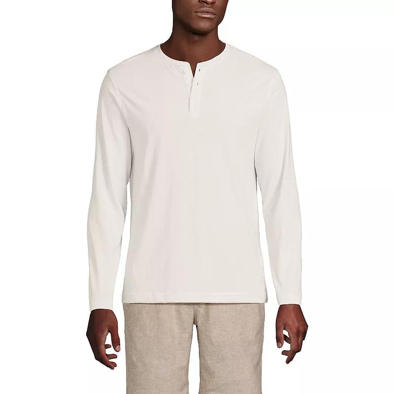 Men's Lands' End Long Sleeve Supima Jersey Henley Top,  Product Image