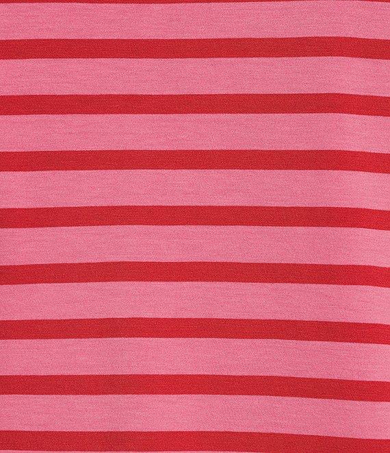 FRANCES VALENTINE Tonal Pima Cotton Crew Neck Long Sleeve Stripe Print Tee Shirt Product Image