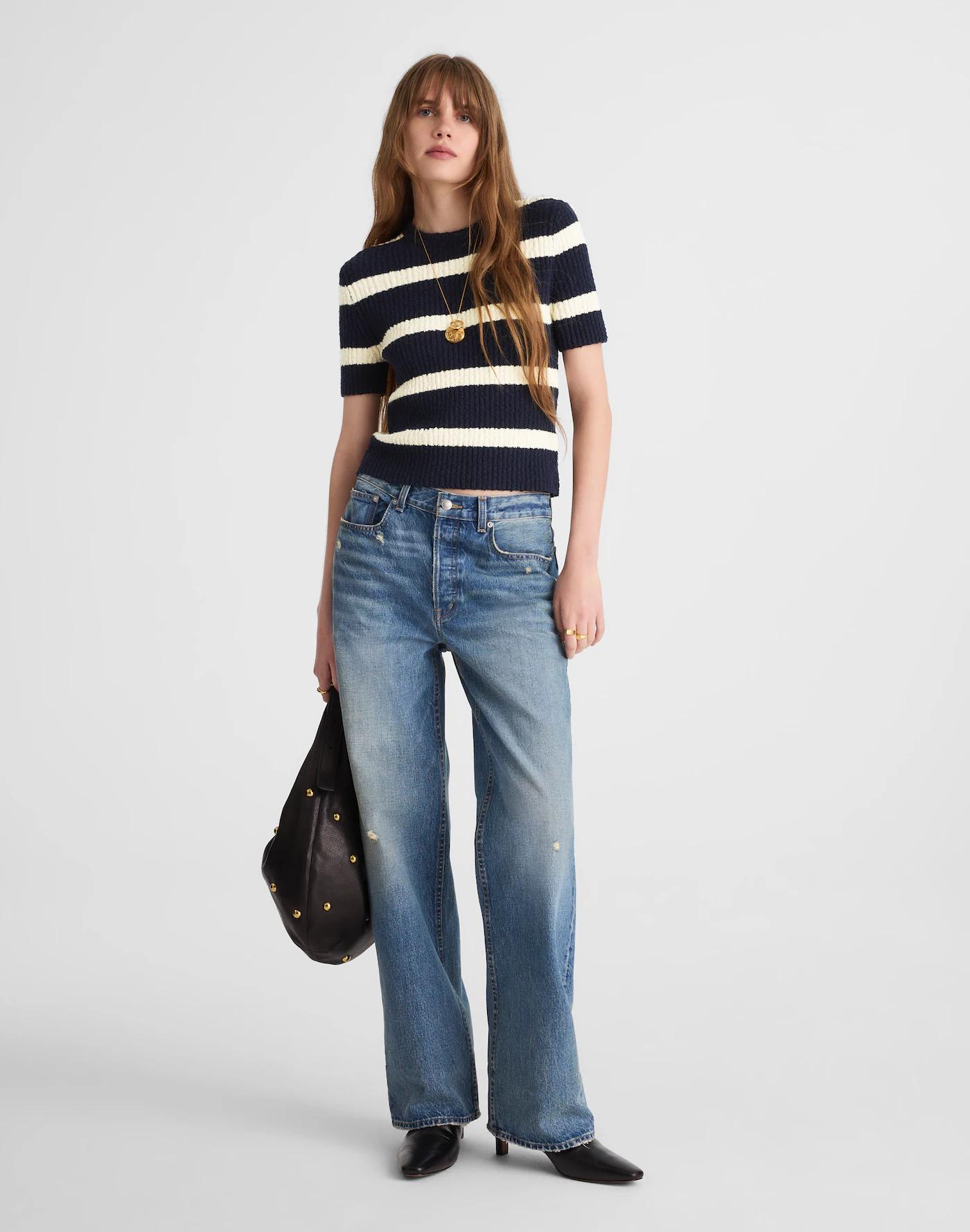 Bouclé-Knit Crewneck Sweater Tee Product Image