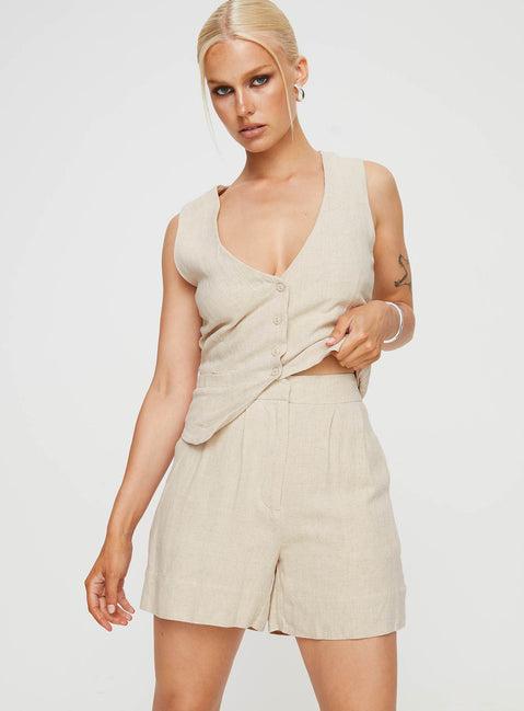 Bellair Linen Blend Shorts Beige Product Image