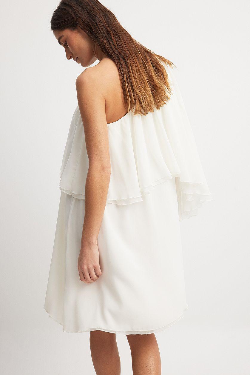 One Shoulder Chiffon Asymmetric Mini Dress Product Image