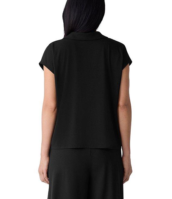 Eileen Fisher Jersey Knit Collar V-Neck Cap Sleeve Top Product Image