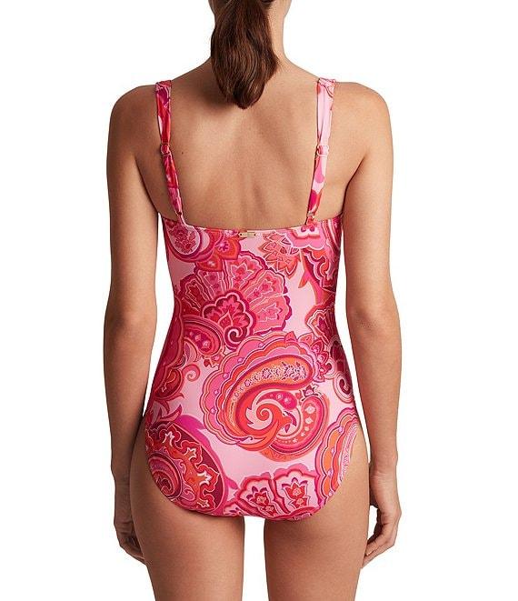 Lauren Ralph Lauren Provence Paisley Scoop Neck Tie Front One Piece Swimsuit Product Image
