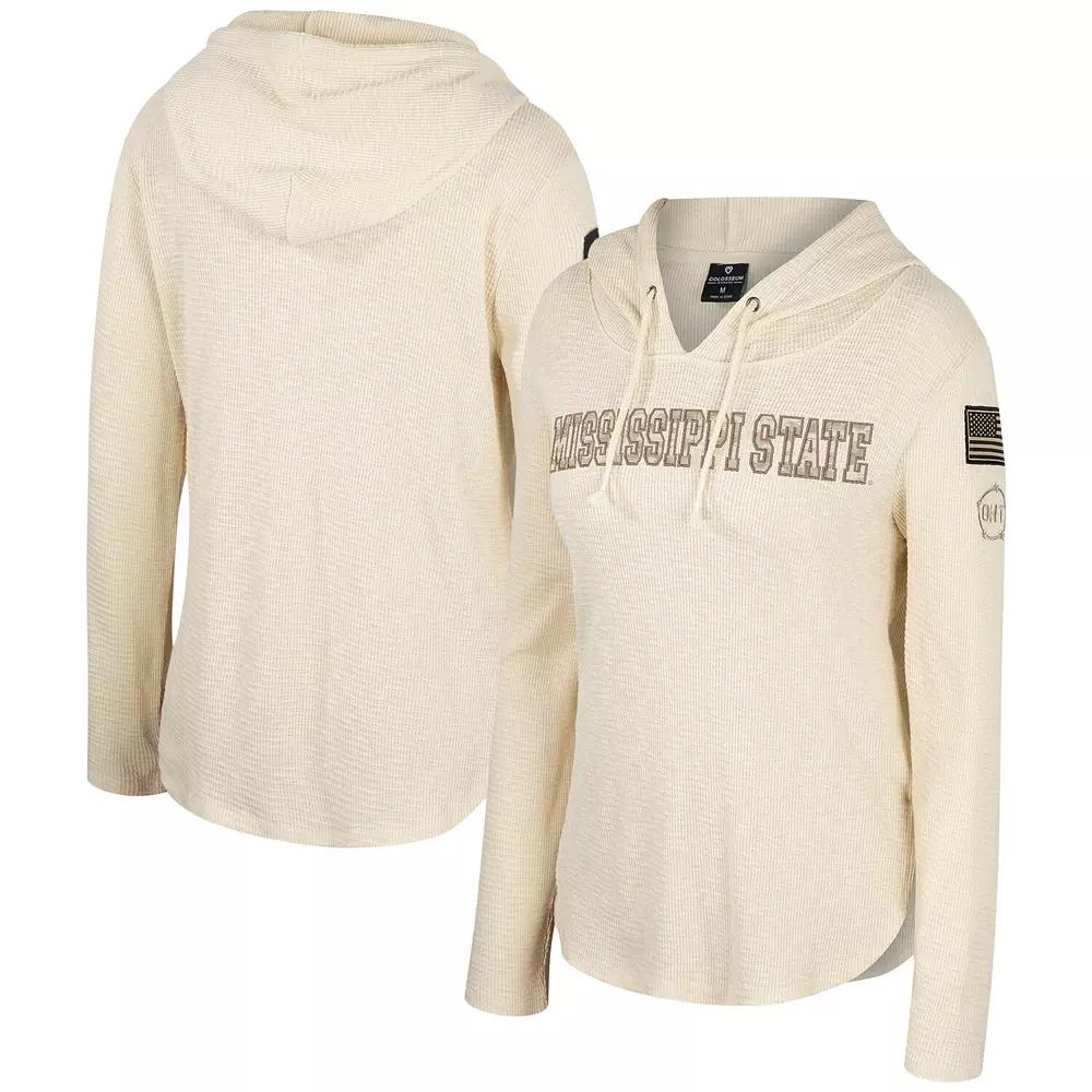 Women's Colosseum Cream Mississippi State Bulldogs OHT Military Appreciation Casey Raglan Long Sleeve Hoodie T-Shirt, Size: Medium, Mst Beige Product Image
