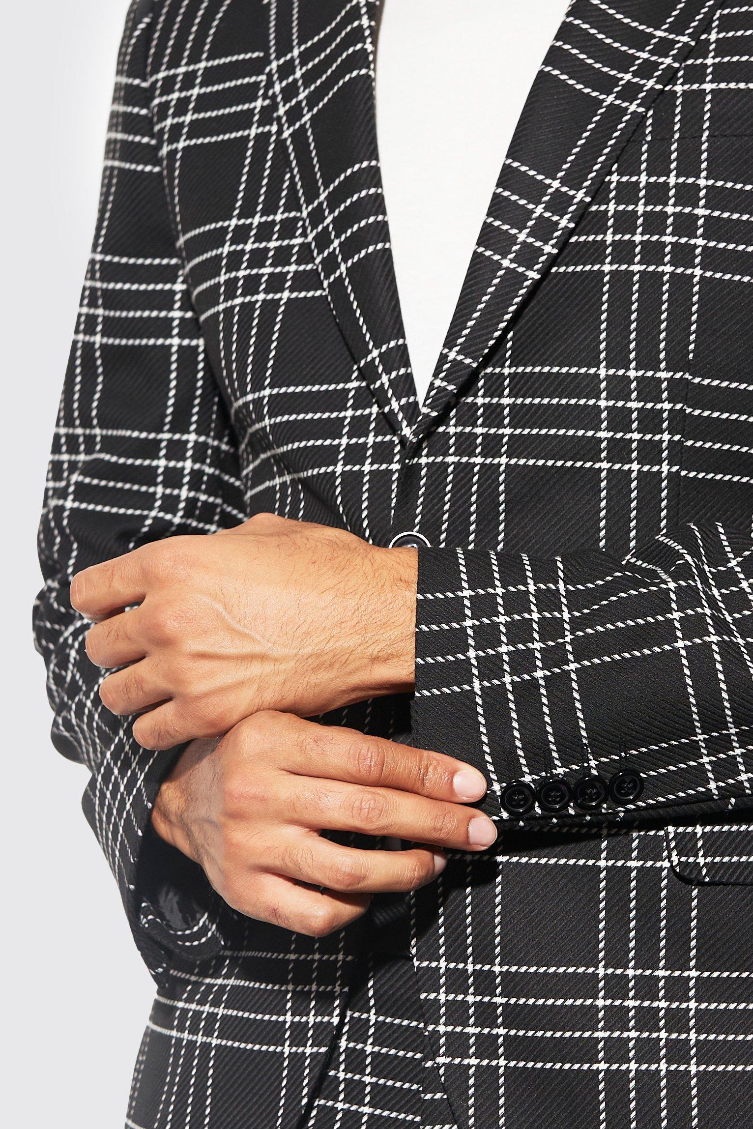 Slim Plaid Suit Jacket | boohooMAN USA Product Image