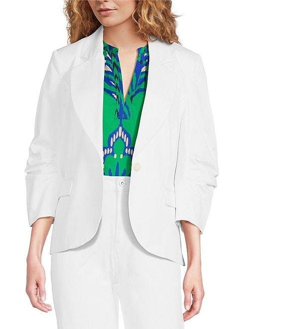 tyler boe Taylor Notch Lapel 3/4 Shirred Sleeve Single Breasted Blazer Product Image