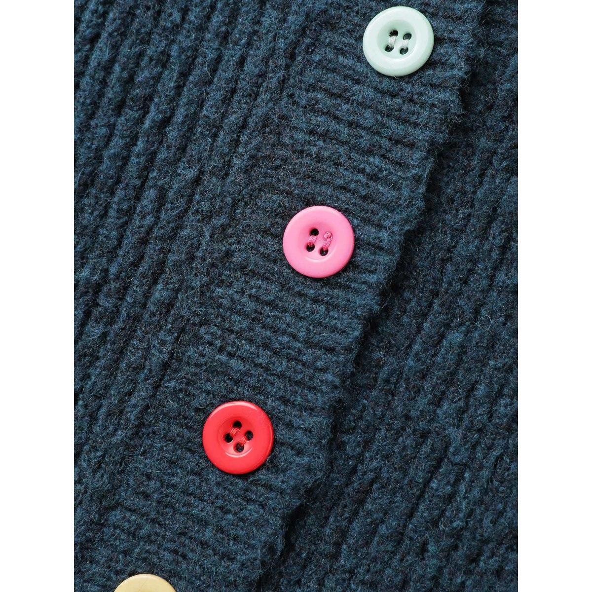 Plus Size Supersoft Half-Button Placket Textured Solid Pullover Indigo Women Leisure Loose Long Sleeve Round Neck Casual Pullovers BloomChic 30/6X Product Image