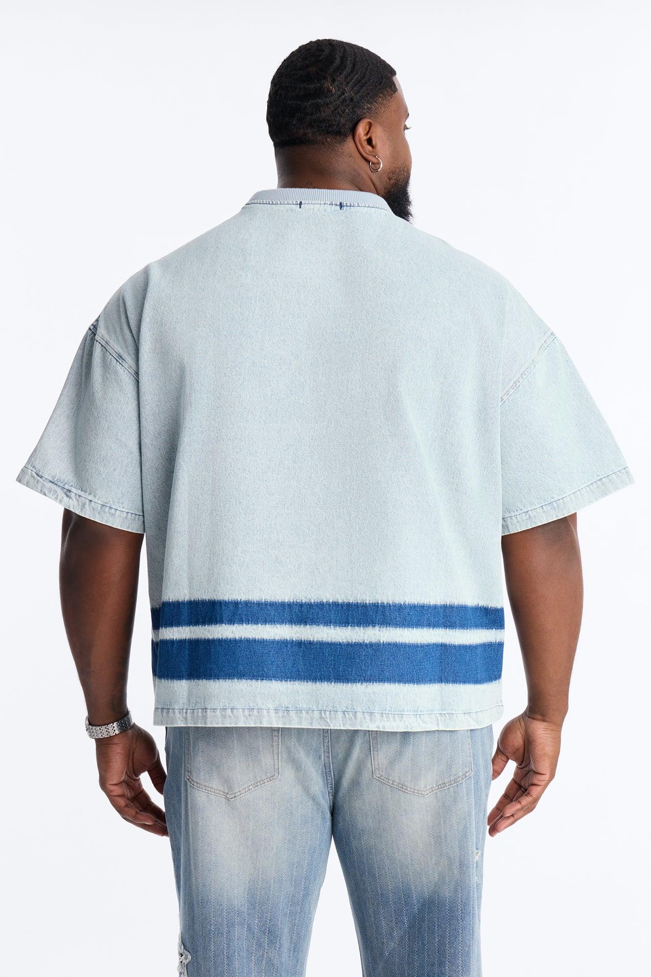 Boxy Ruthless Denim Short Sleeve Tee - Light Wash Product Image