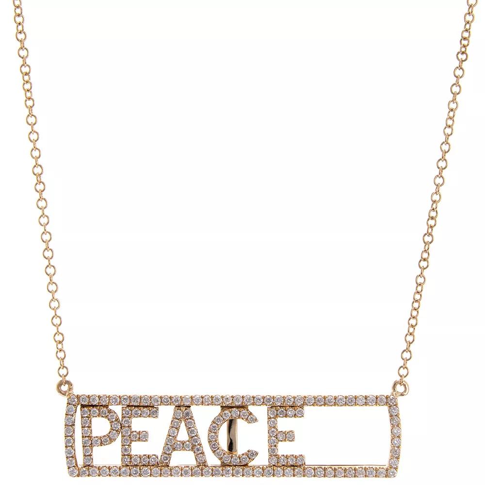 Luxle 14k Gold 3/8 Carat T.W. Diamond "Peace" Necklace, Women's Product Image