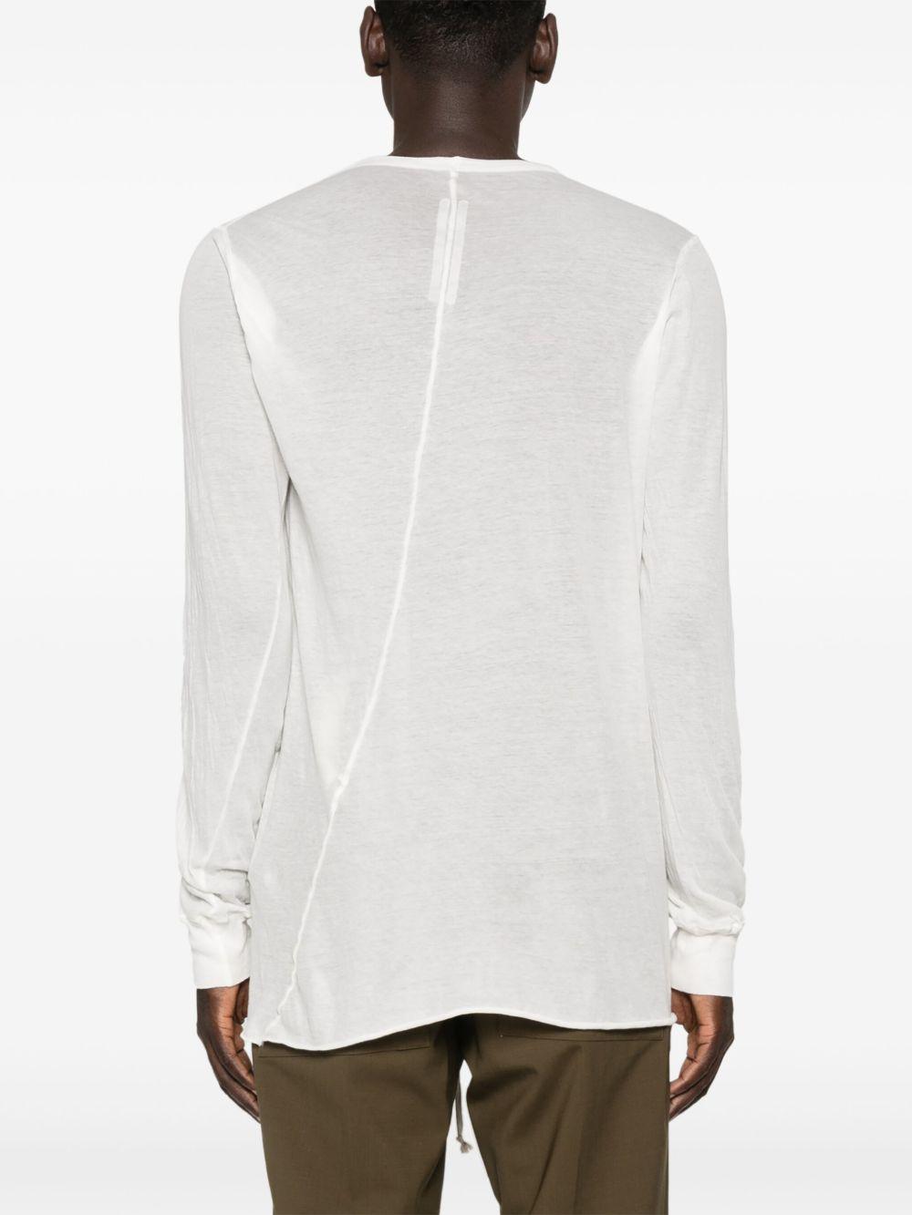 RICK OWENS Ribbed Long Sleeve Silk Blend T-shirt In Milk Product Image