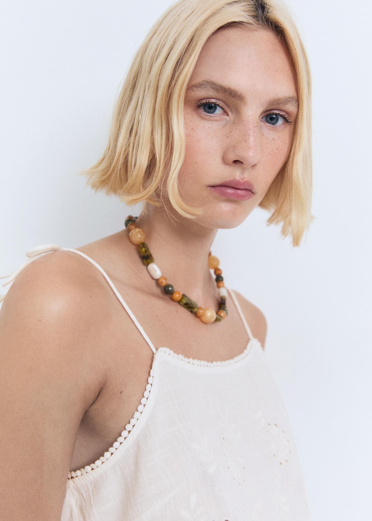 Lace embroidered top - Women | MANGO USA Product Image