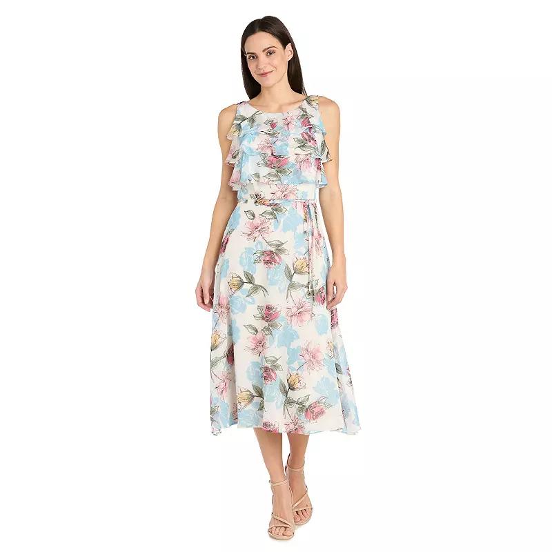 Women's R&M Richards Chiffon Tiered Bodice Dress,  Product Image