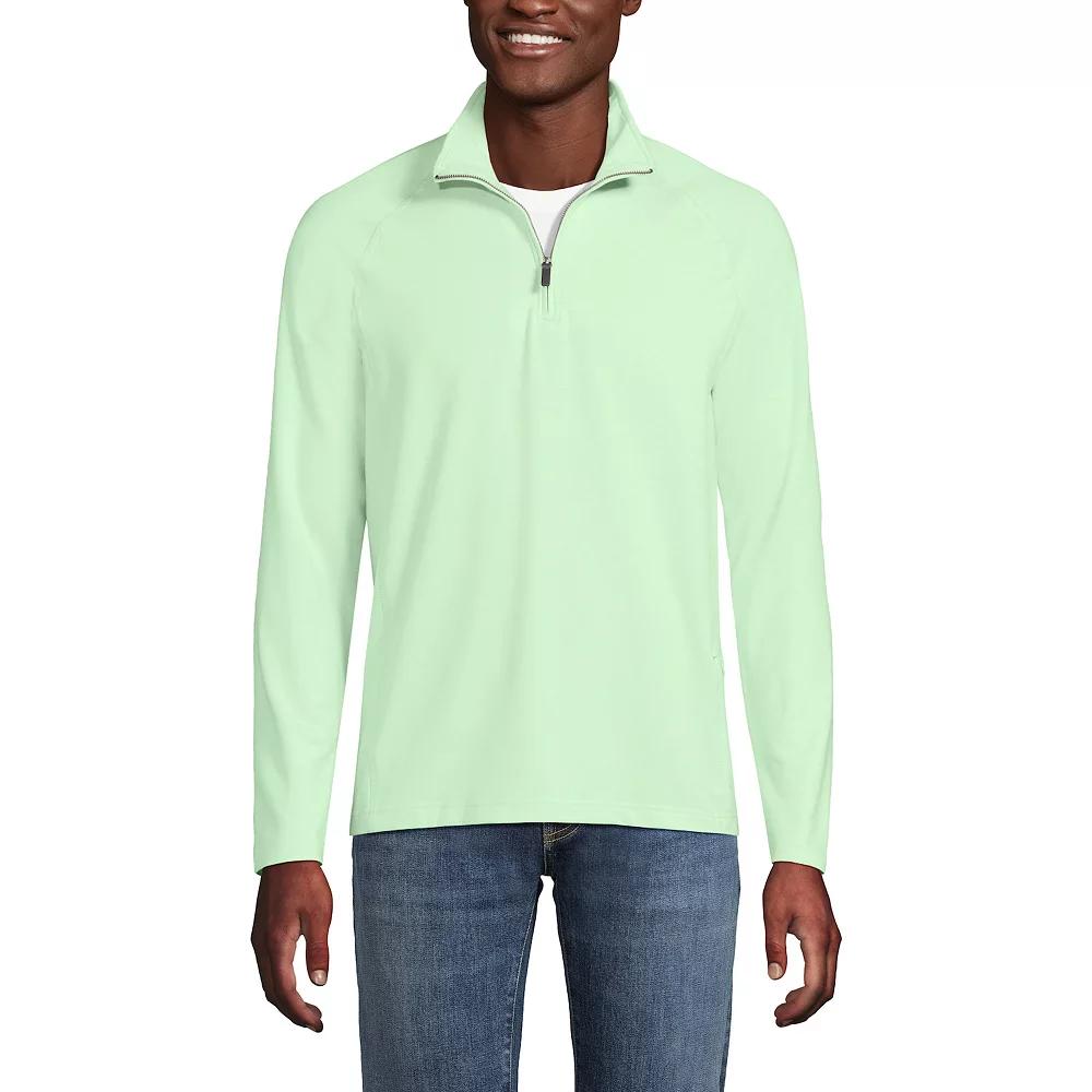 Men's Lands' End Long Sleeve Raglan French Terry Quarter Zip Sweatshirt,  Product Image