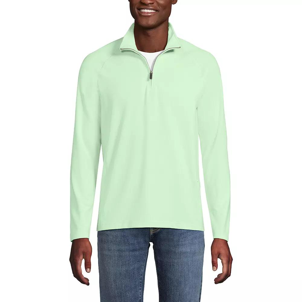 Men's Lands' End Long Sleeve Raglan French Terry Quarter Zip Sweatshirt,  Product Image