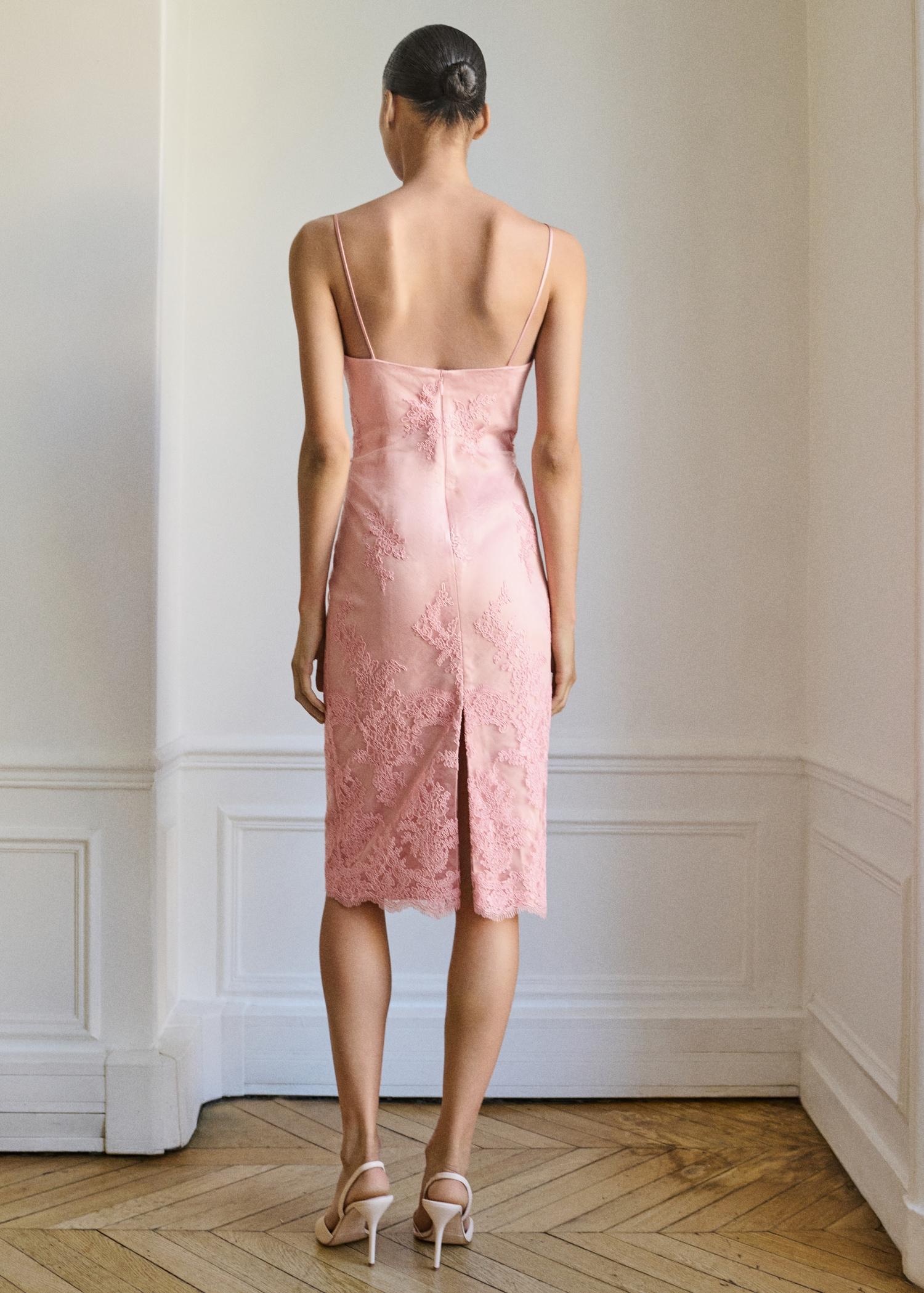 Lace dress with structured neckline - Women | MANGO USA Product Image