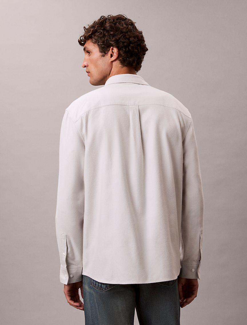 Melange Flannel Relaxed Button-Down Shirt Product Image