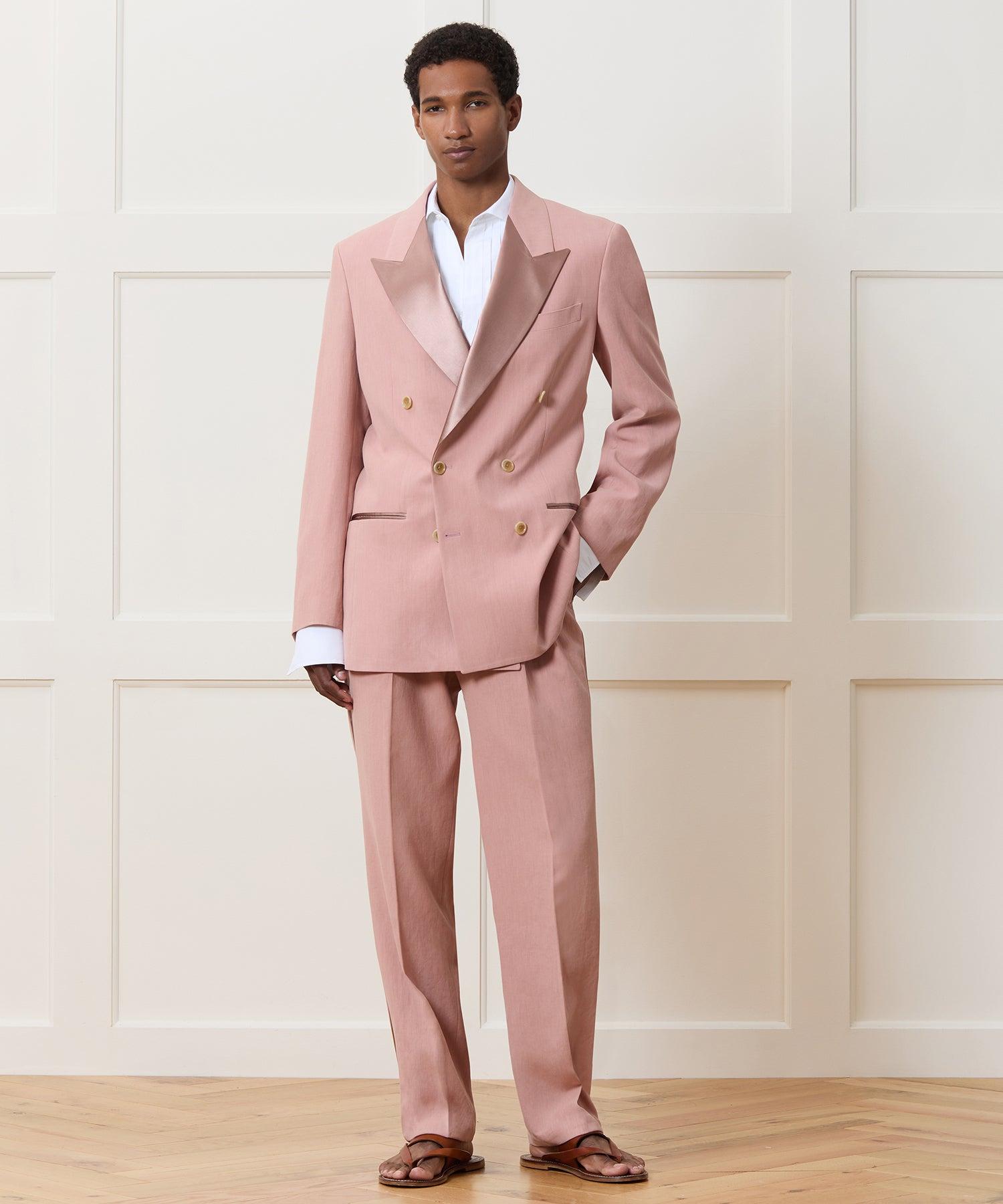 Relaxed Italian Sueded Linen Tuxedo Trouser Product Image