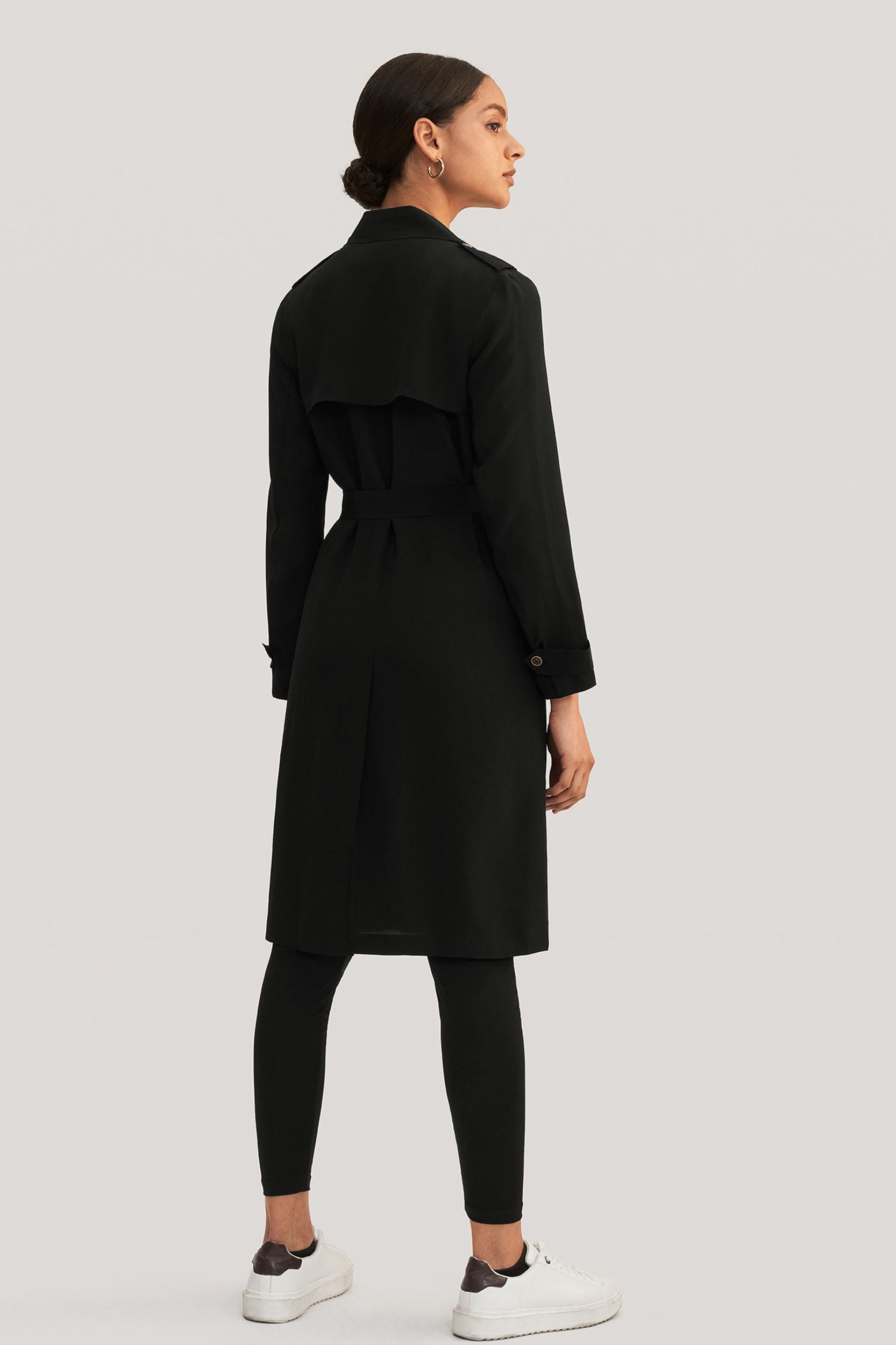 Classic Double-Breasted Silk Trench Coat Product Image