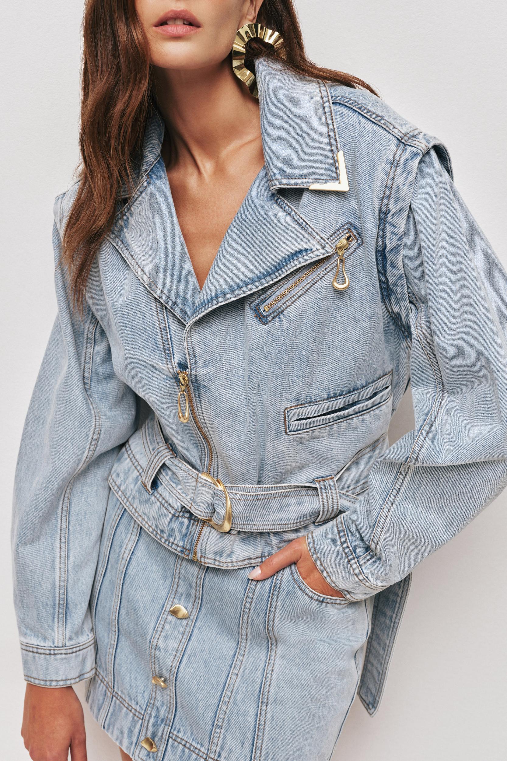 Amie Denim Mini Skirt-LIGHT WASH BLUE / 6 Product Image