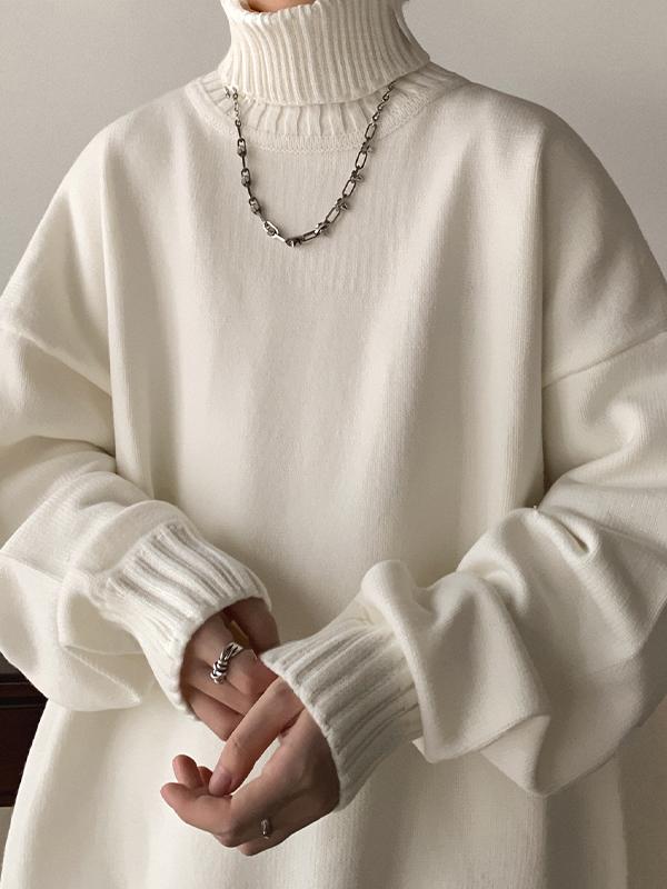 Men's Solid Color Turtleneck Oversized Sweater Product Image