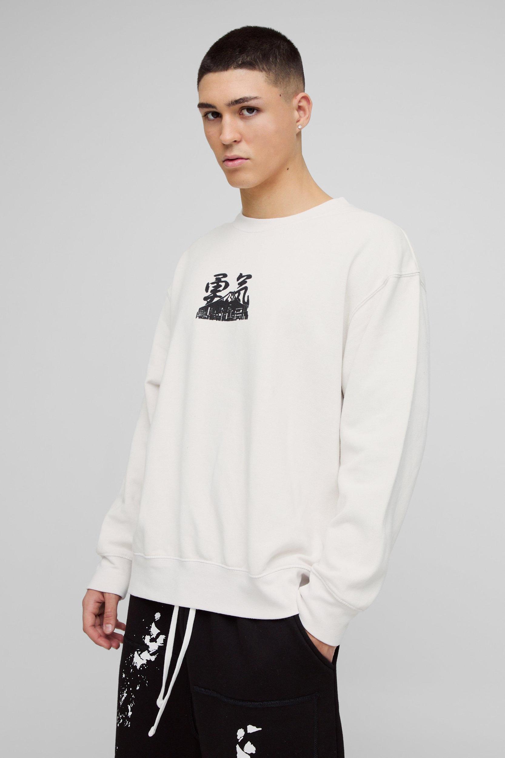 Oversized Volcano Graphic Washed Sweatshirt | boohooMAN USA Product Image