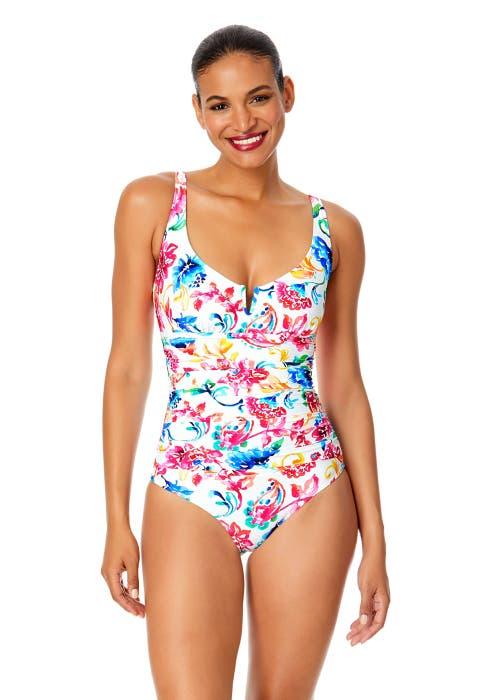 Anne Cole Women's Palm Chic V-Wire One Piece Swimsuit Product Image