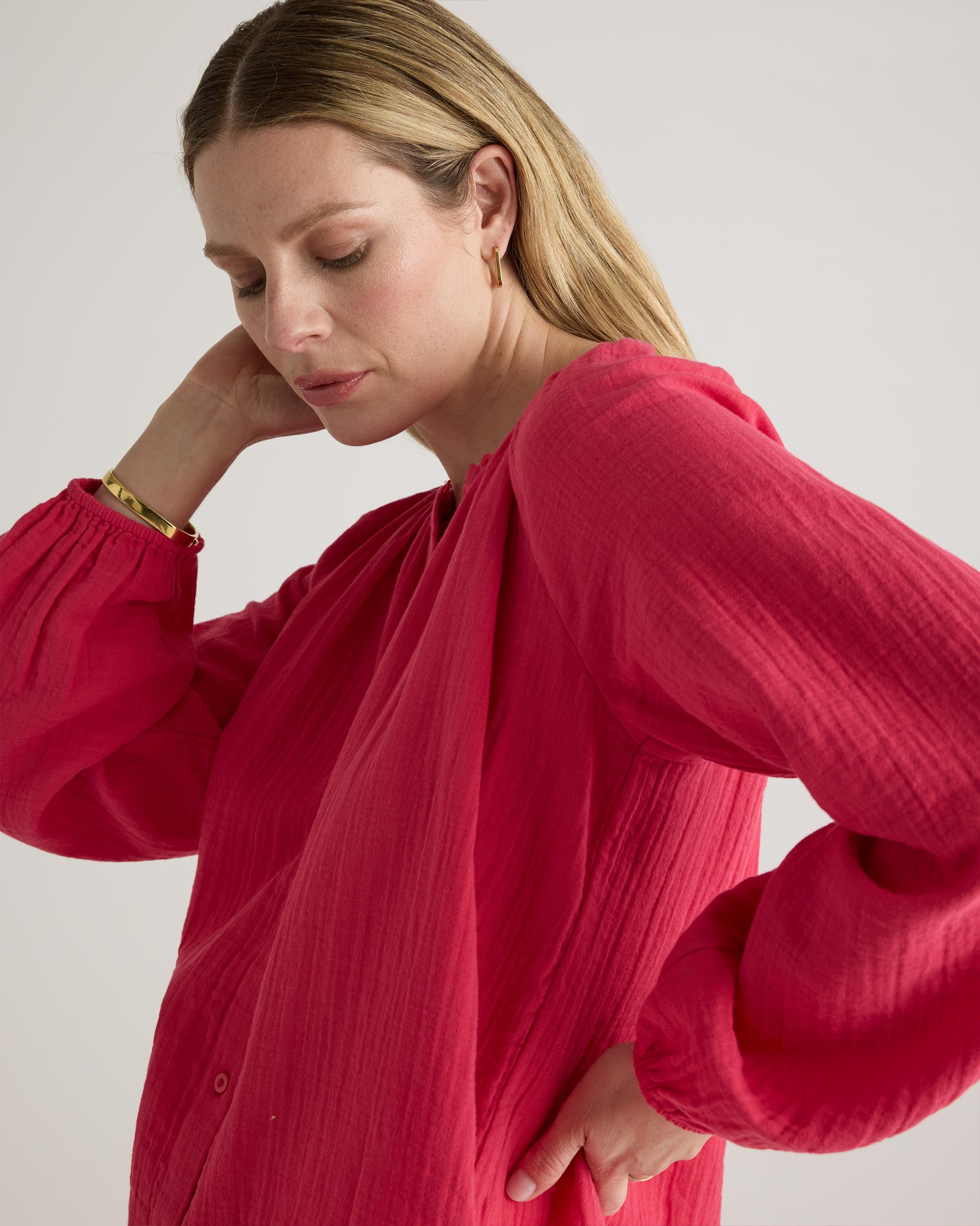 Quince | Women's Gauze Peasant Blouse Organic Cotton Product Image